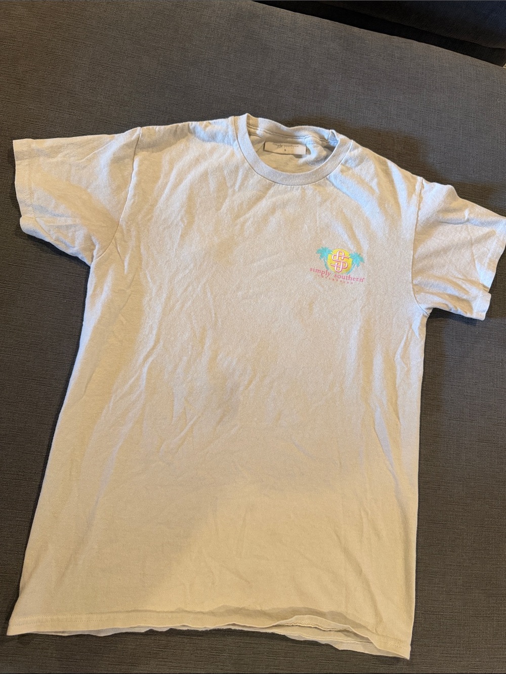 Simply Southern White Short Sleeve Tee with Pastel Chest Graphic